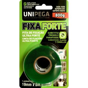 Cinta doble faz trasparente de 19 mm de ancho 2 mts de largo y 1 mm de espesor.