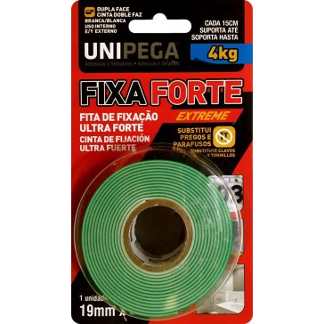 Cinta doble faz trasparente de 19 mm de ancho 2 mts de largo y 1 mm de espesor EXTREME